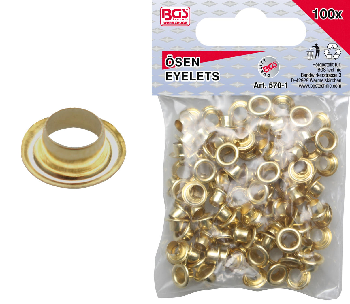 EYELET ASSORTMENT | 4.5 X 5.0 MM | 100 PCS. (570-1)