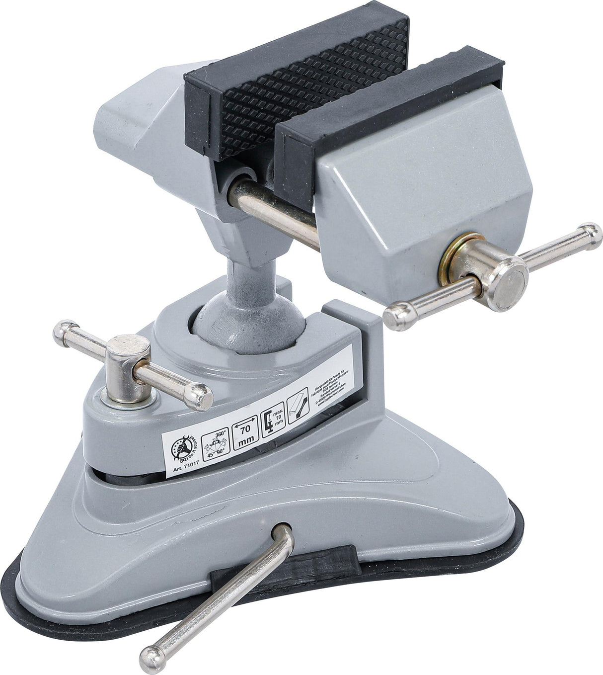 TABLE BENCH VICE | ROTATABLE | JAWS 70 MM | WITH VACUUM SUCTION BASE (71017)