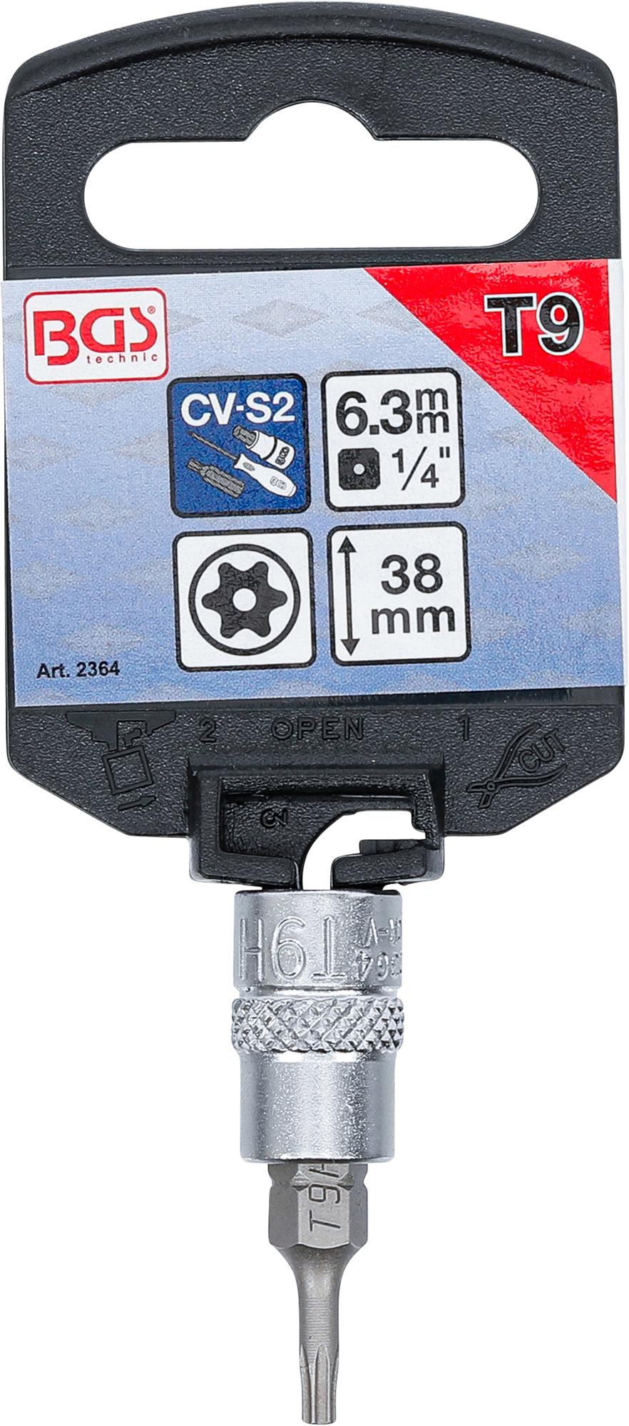 BIT SOCKET | 6.3 MM (1/4") DRIVE | T-STAR TAMPERPROOF (FOR TORX) T9 (2364)