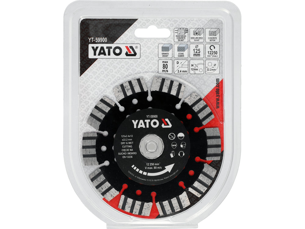 DIAMOND BLADE FOR CUTTING REINFORCED CONCRETE 125X12X22.23MM (YT-59900)