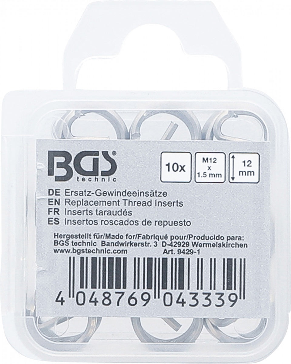 REPLACEMENT THREAD INSERTS | M12 X 1.5 MM | 10 PCS. (9429-1)