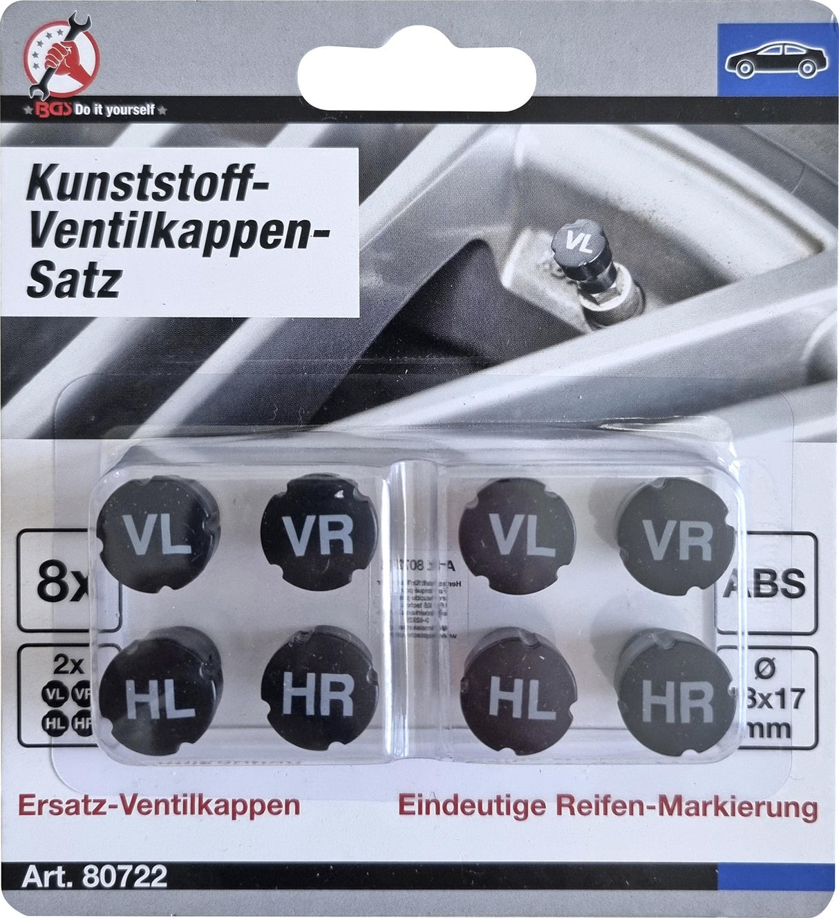 PLASTIC VALVE CAP SET | FOR TIRE MARKING | 8 PCS. (80722)