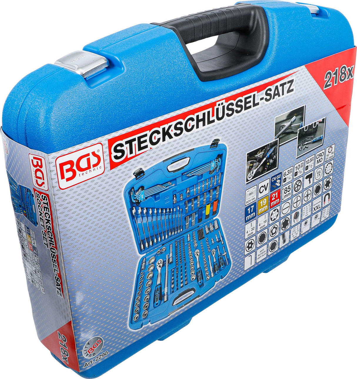 SOCKET SET GEAR LOCK | 6.3 MM (1/4") DRIVE / 10 MM (3/8") / 12.5 MM (1/2") | 218 PCS. (2290)
