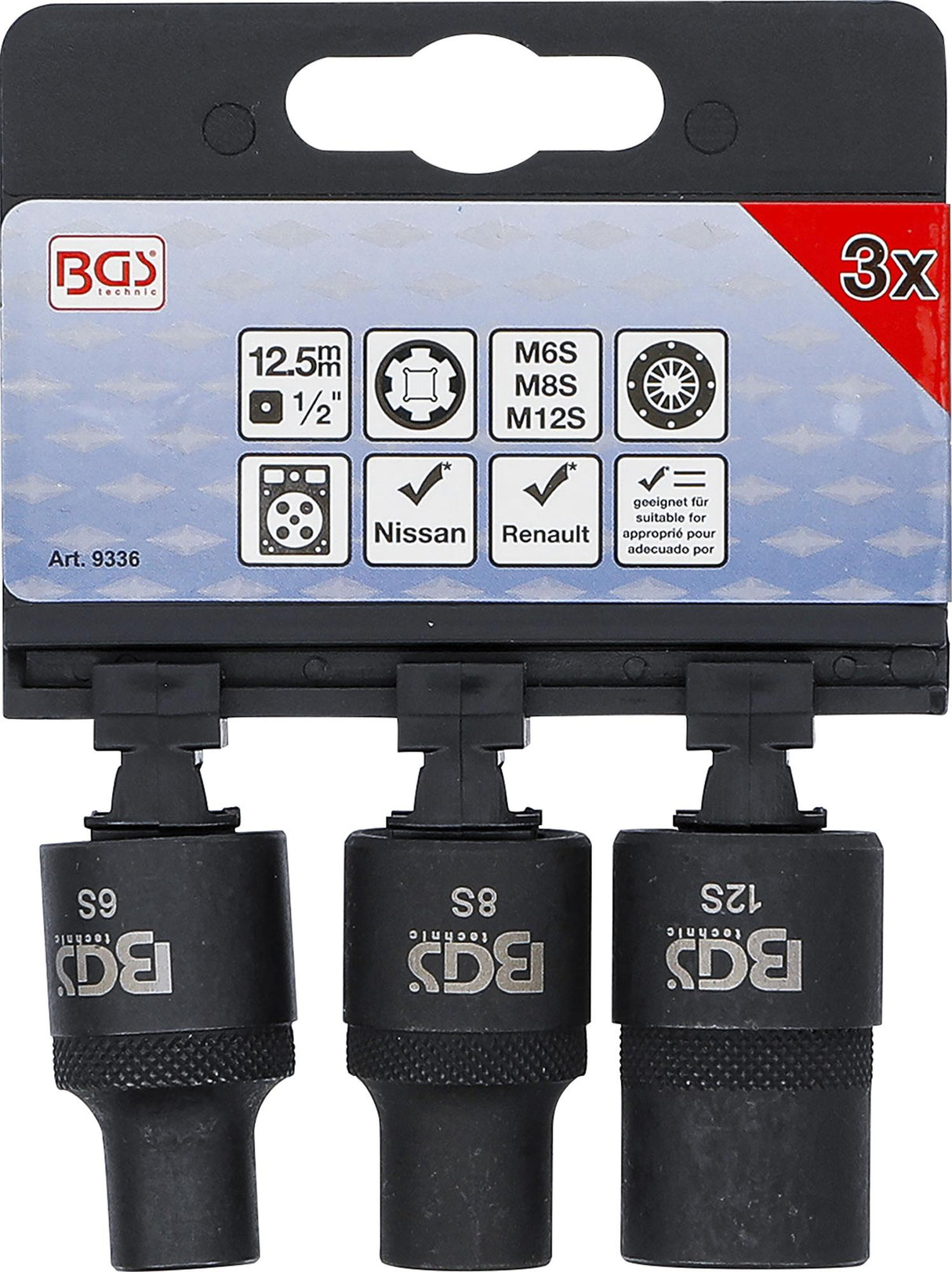 SOCKET SET | SPLINE PROFILE (FOR RIBE) M6S, M8S, M12S | 3 PCS. (9336)