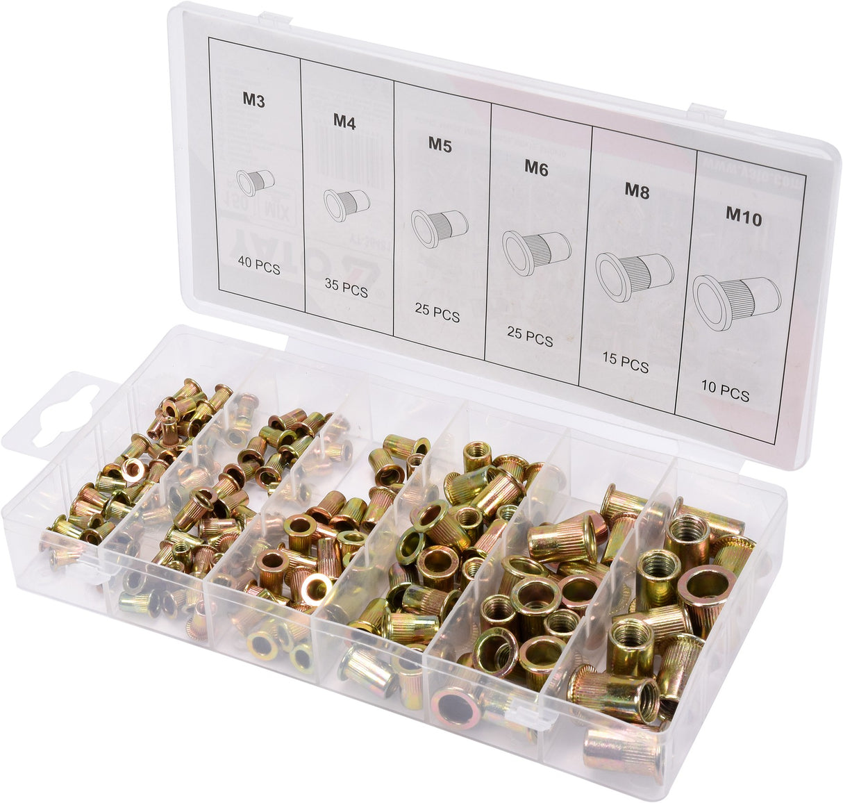 150 PCS M3-M10 MIXED THRE STEEL RIV NUTS (YT-36481)