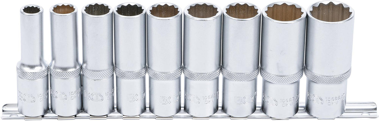 SOCKET SET, 12-POINT, DEEP | 12.5 MM (1/2") DRIVE | 10 - 24 MM | 9 PCS. (5253)