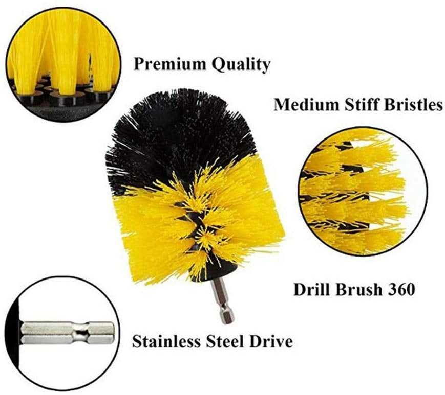 BRUSH SET WITH HEX 6.3 MM (1/4") SHANK | NYLON | 3 PCS. (DB003)