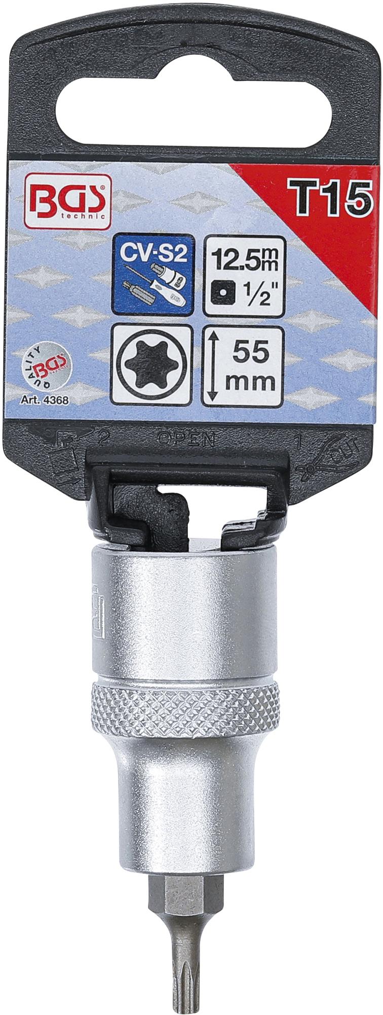 BIT SOCKET | 12.5 MM (1/2") DRIVE | T-STAR (FOR TORX) T15 (4368)