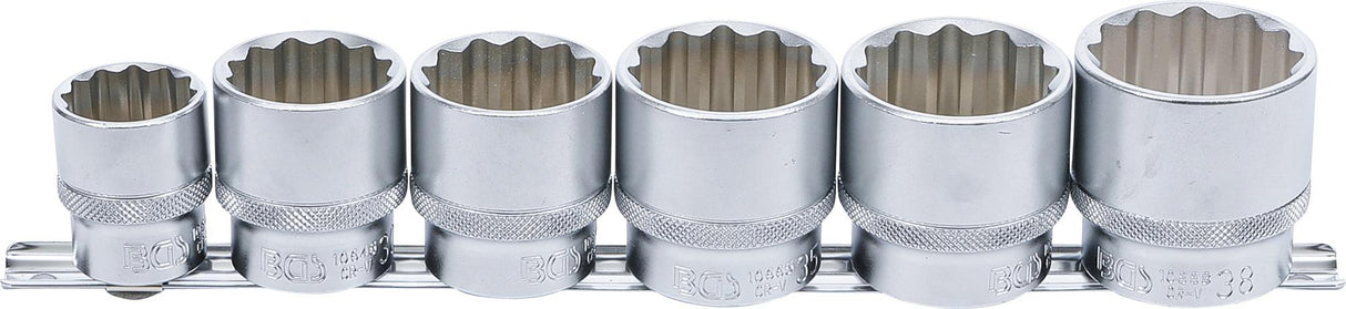 SOCKET SET, 12-POINT | 12.5 MM (1/2") DRIVE | 24 - 38 MM | 6 PCS. (70102)