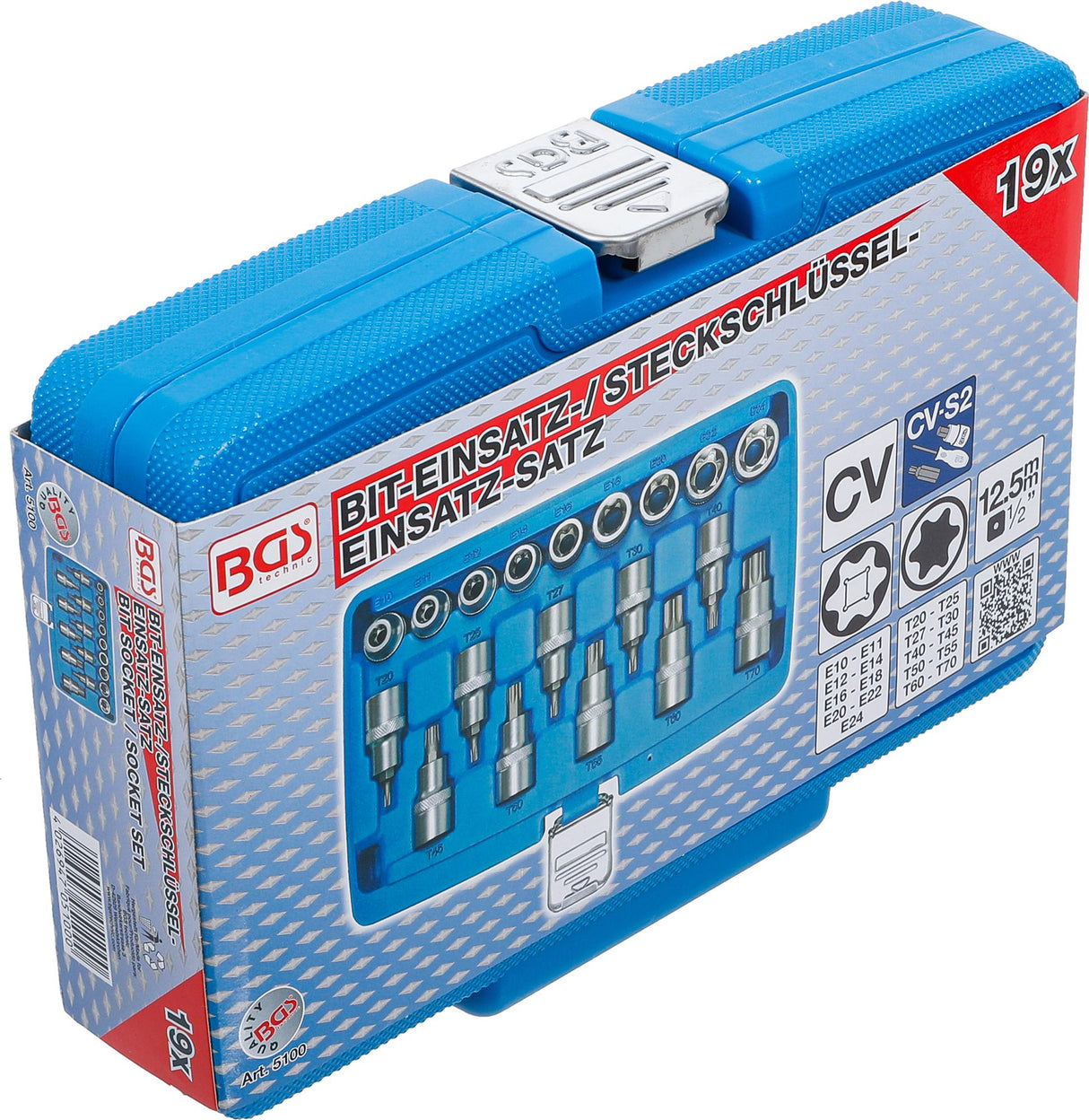 BIT SOCKET / SOCKET SET | 12.5 MM (1/2") DRIVE | E-STAR / T-STAR (FOR TORX) | 19 PCS. (5100)