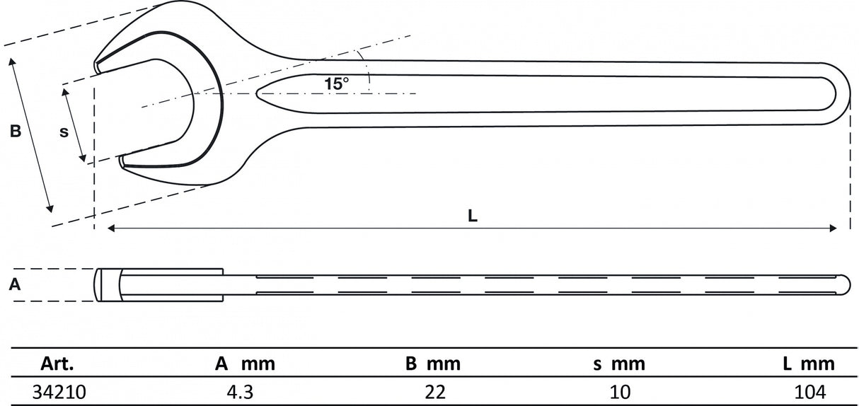 SINGLE OPEN END SPANNER | DIN 894 | 10 MM (34210)