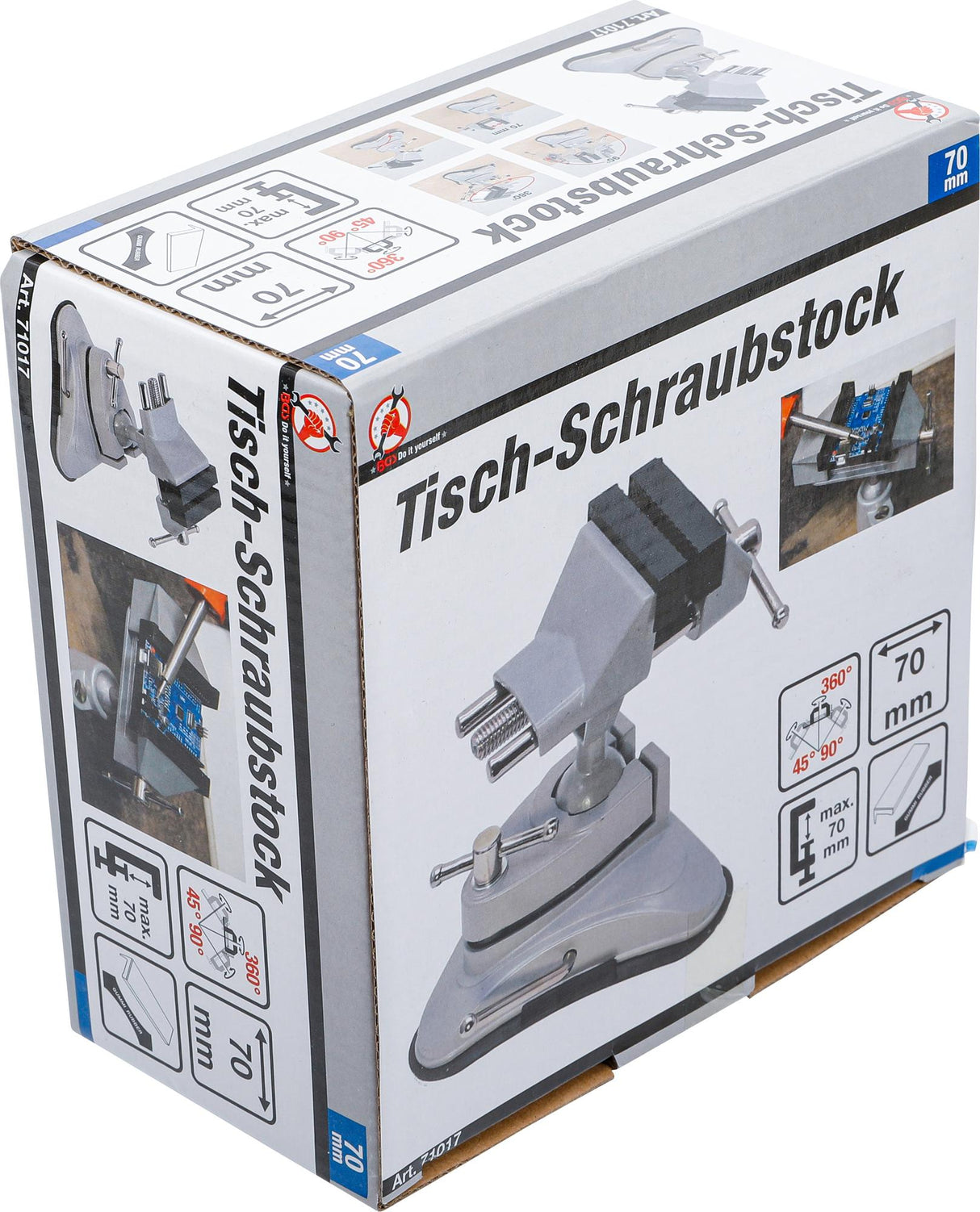 TABLE BENCH VICE | ROTATABLE | JAWS 70 MM | WITH VACUUM SUCTION BASE (71017)