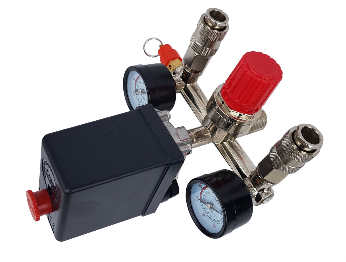 COMPRESSOR REGULATOR WITH PRESSURE SWITCH AND PRESSURE GAUGES | 230V (SK10681)