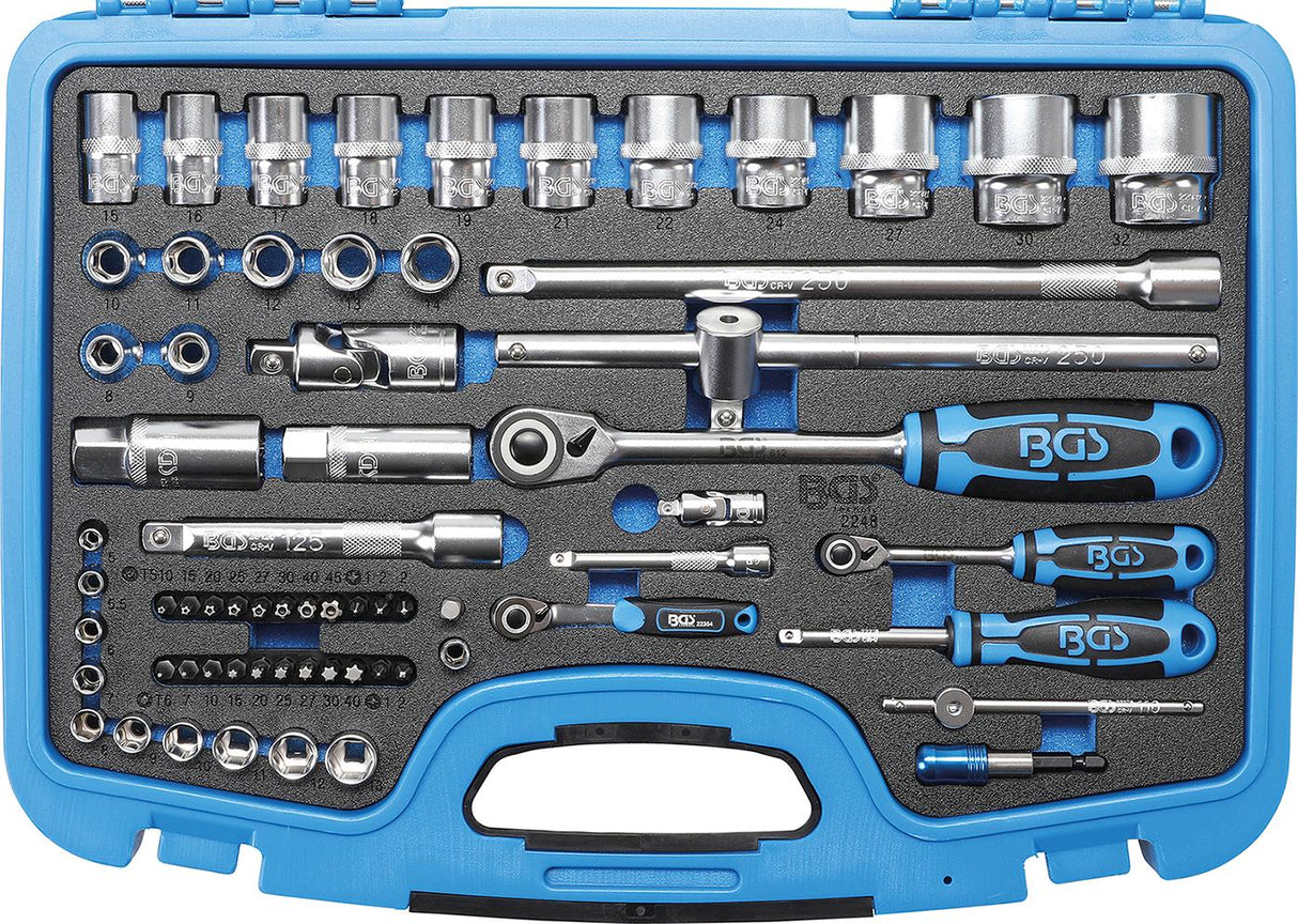 SOCKET SET, HEXAGON | 6.3 MM (1/4") / 12.5 MM (1/2") DRIVE | 66 PCS. (2248)