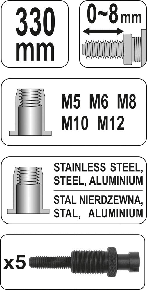HAND NUT TOOL M3/ M4/ M5/ M6/ M8/ M10 (YT-3612)