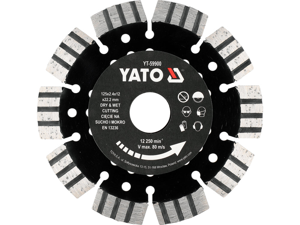 DIAMOND BLADE FOR CUTTING REINFORCED CONCRETE 125X12X22.23MM (YT-59900)