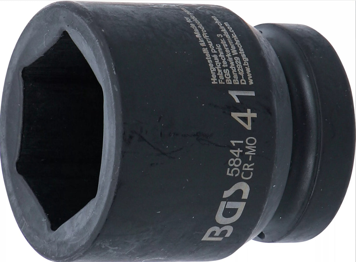 IMPACT SOCKET, HEXAGON | 25 MM (1") DRIVE | 41 MM (5841)