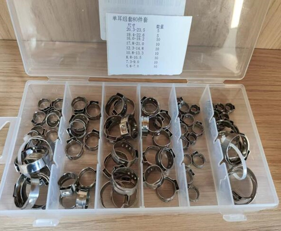 STAINLESS STEEL HOSE CLAMP ASSORTMENT | Ø 5.8 - 21 MM | 170 PCS. (H14115)