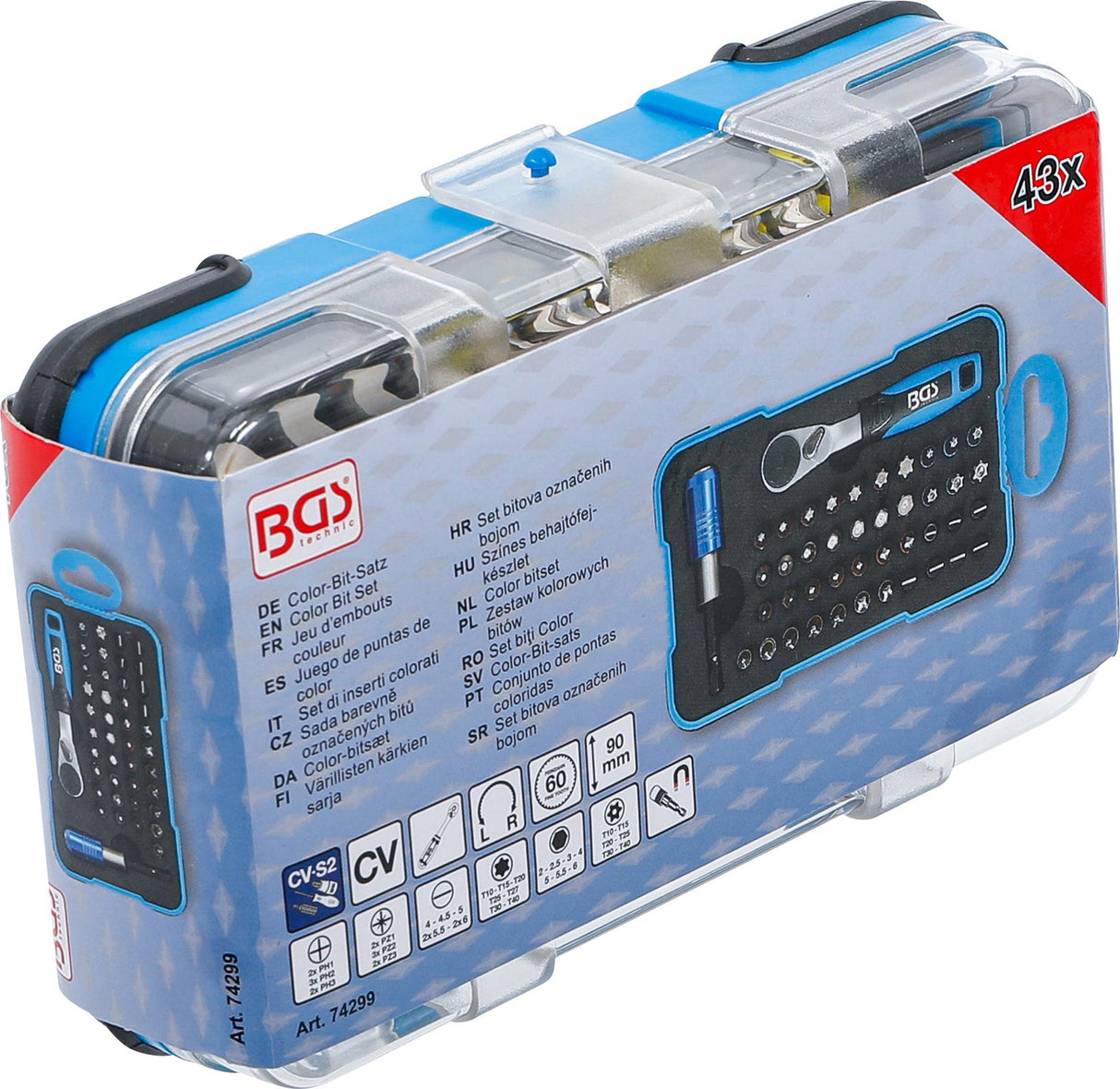 COLOR BIT SET | WITH BIT RATCHET | EXTERNAL HEXAGON 6.3 MM (1/4") | 43 PCS. (74299)