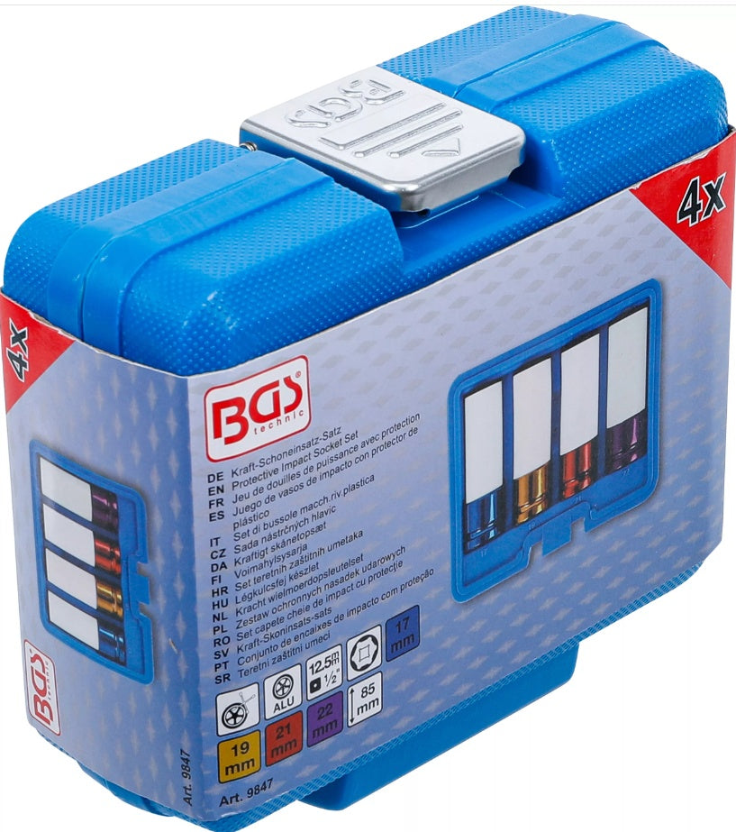 PROTECTIVE IMPACT SOCKET SET | 12.5 MM (1/2") DRIVE | 17 / 19 / 21 /22 MM | 4 PCS. (9847)