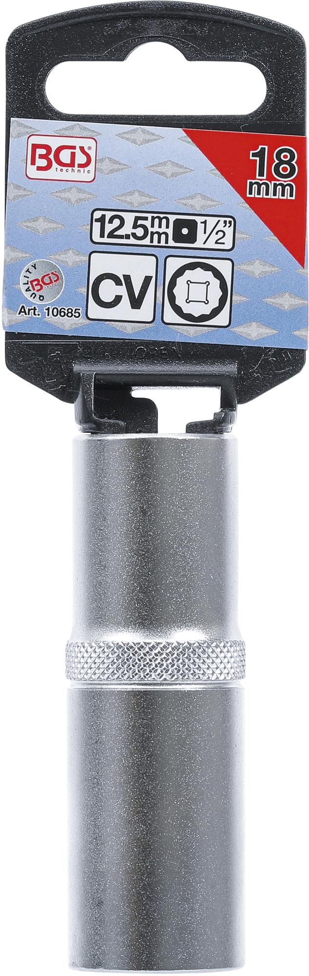 SOCKET, 12-POINT, DEEP | 12.5 MM (1/2") DRIVE | 18 MM (10685)