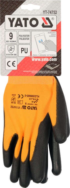 SAFETY GLOVES TOUCHSCREEN FING. PU S. 9 (YT-74752)