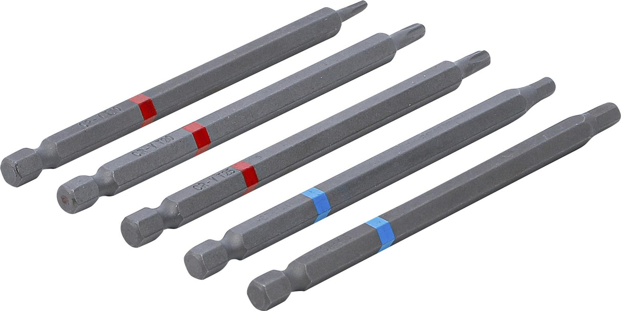 BIT-SET | 6.3 MM (1/4") DRIVE | INTERNAL HEXAGON, T-STAR (FOR TORX) | LENGTH 110 MM | 5 PCS. (4836)