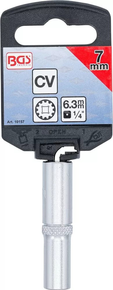SOCKET, GEAR LOCK, DEEP | 6.3 MM (1/4") DRIVE | 7 MM (10157)