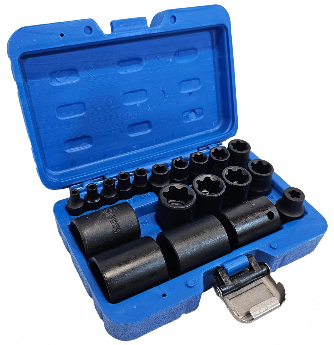 IMPACT SOCKET SET | E-TYPE PLUS | 6.3 MM (1/4"), 10 MM (3/8"), 12.5 MM (1/2") | EP4 - EP32 | 19 PCS. (S11019)