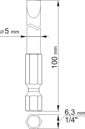 SCREWDRIVER BITS 2PCS-SLOTTED 4;5 L100MM (YT-0484)