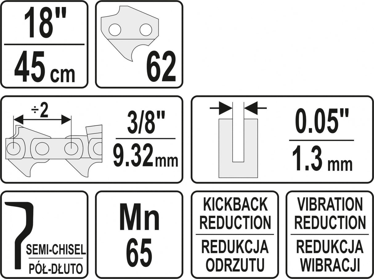 CHAIN FOR CHAINSAW 3/8" / 0,05" 18" (YT-84956)