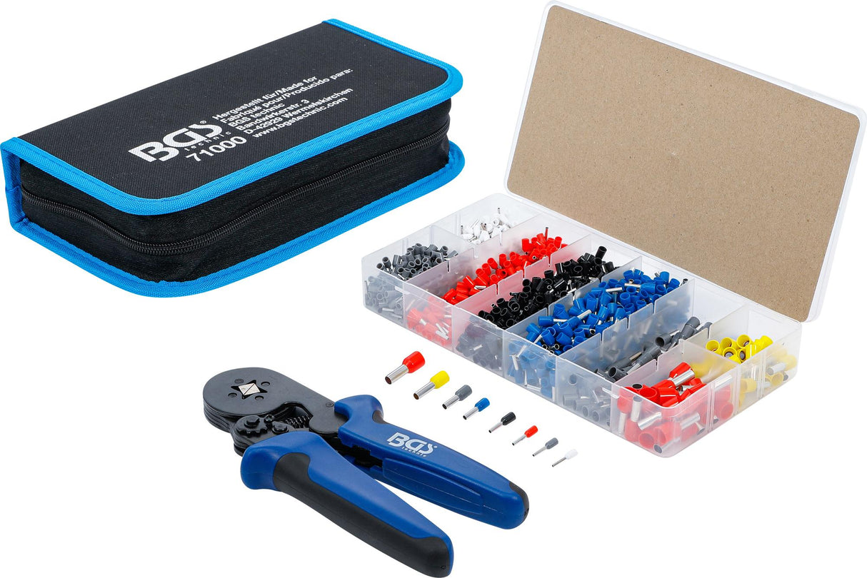 CRIMPING PLIERS FOR CABLE END SLEEVES 0.25 - 10 MM² | WITH CABLE TERMINAL ASSORTMENT 0.5 - 10 MM² (71000B)
