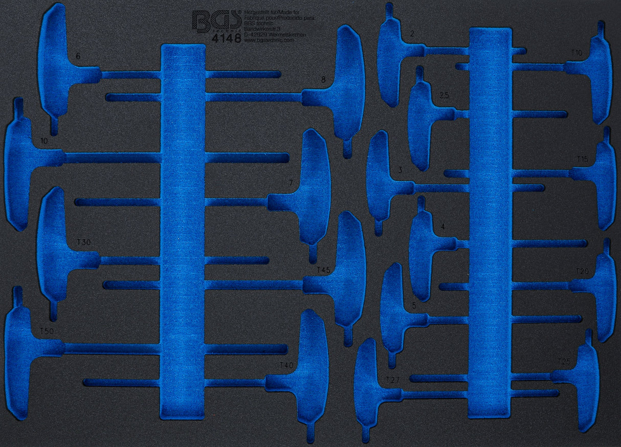 TOOL TRAY 3/3: SCREWDRIVER SET WITH T-HANDLE | INTERNAL HEXAGON, T-STAR (FOR TORX) | 18 PCS. (4148)