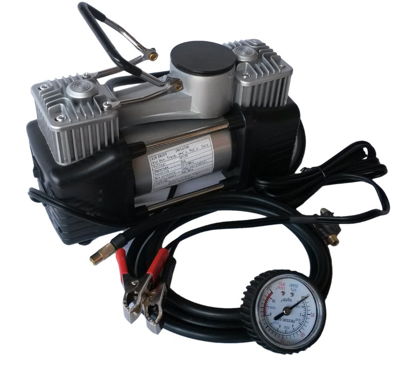 AIR COMPRESSOR 2X30MM CYLINDERS, RUBBER HOSE 12V (BST1023)