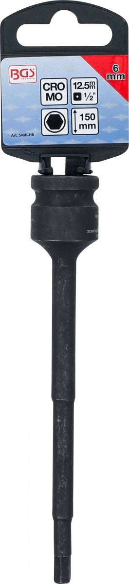 IMPACT BIT SOCKET | LENGTH 150 MM | 12.5 MM (1/2") DRIVE | INTERNAL HEXAGON 6 MM (5490-H6)
