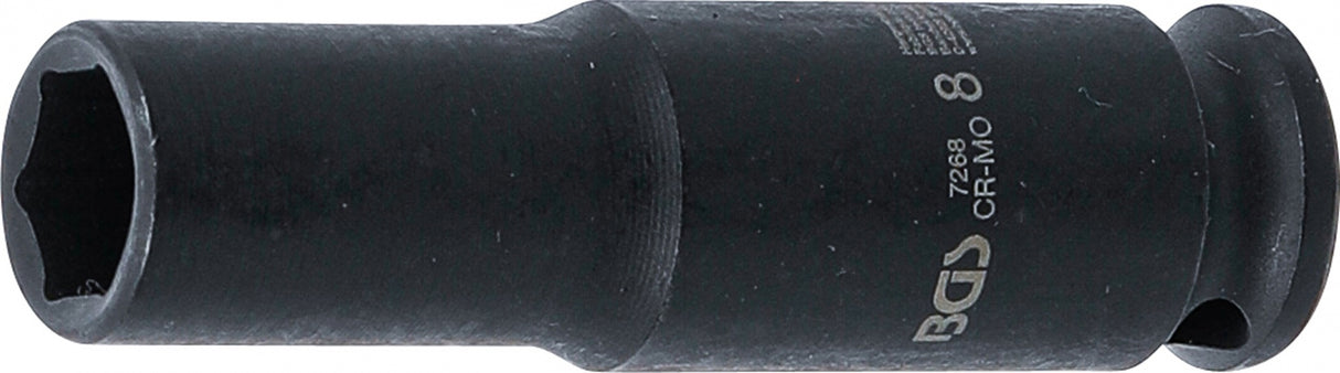 IMPACT SOCKET HEXAGON, DEEP | 6,3 MM (1/4") DRIVE | 8 MM (7268)
