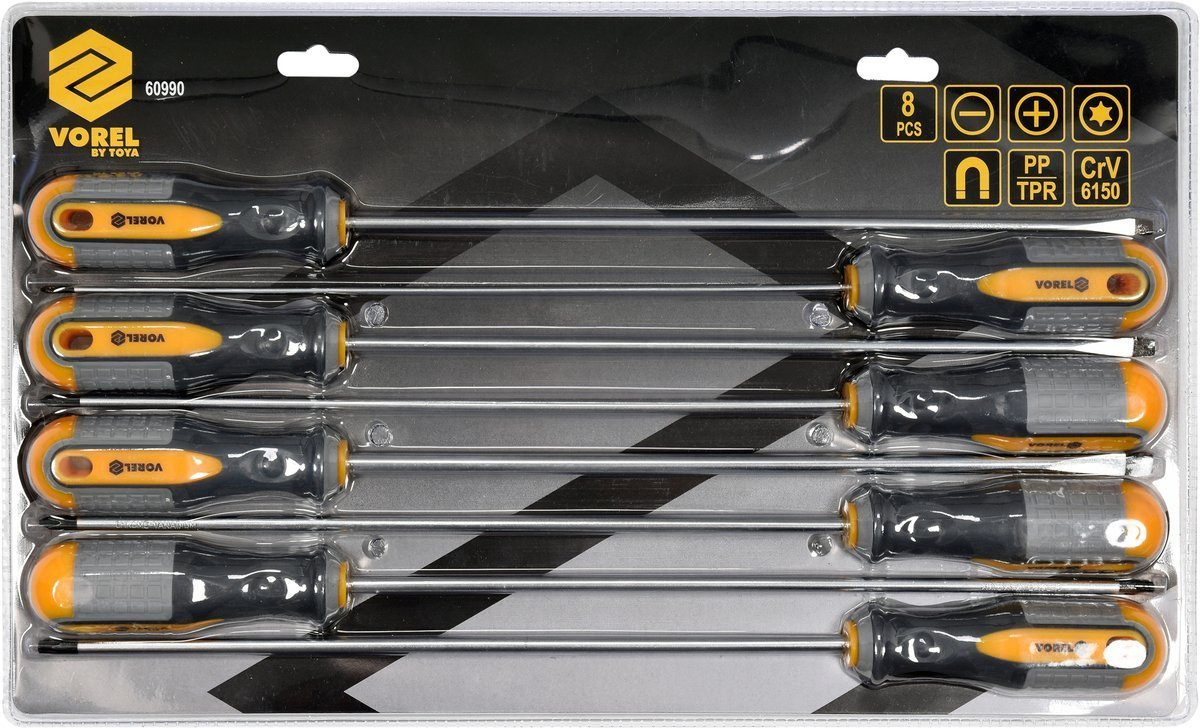 EXTRA LONG SCREWDRIVER SET 8 PCS (60990)