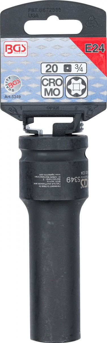 IMPACT SOCKET E-TYPE, DEEP | 20 MM (3/4") DRIVE | E24 (5349)