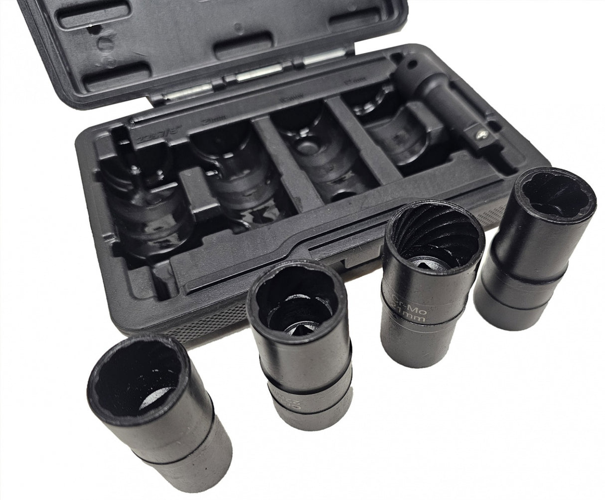 SCREW-TYPE LONG DOUBLE-SIDED IMPACT SOCKET SET | CR-MO | 12.5 MM (1/2") | 17-19-21-22 MM | 5 PCS. (SK201614)
