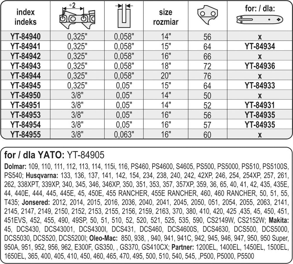 CHAIN 15" 0,325 (YT-84945)