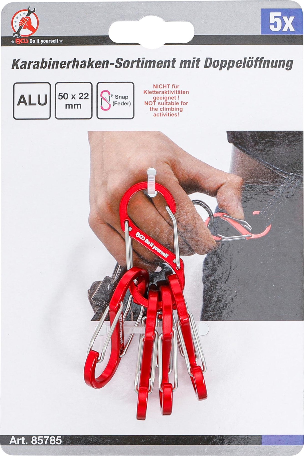 DOUBLE SNAP HOOK ASSORTMENT | ALUMINIUM | 5 PCS. (85785)