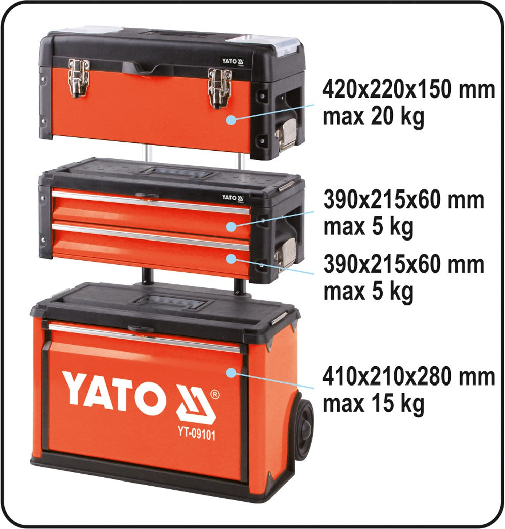 TROLLEY TOOL BOX MADE UP OF 3 PARTS (YT-09101)