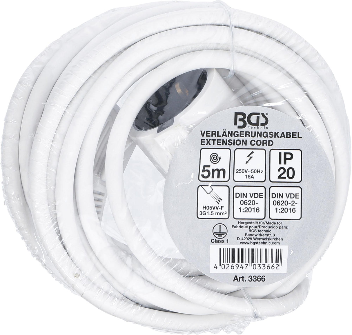 EXTENSION CORD | 5 M | 3 X 1.5 MM² | IP 20 (3366)