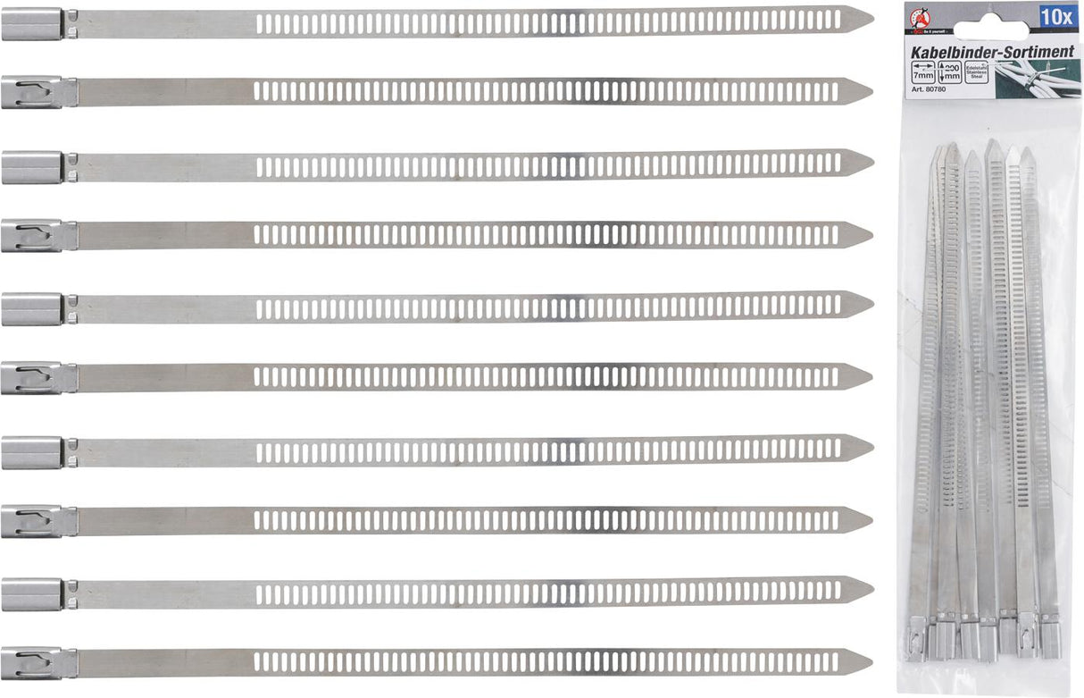 CABLE TIE ASSORTMENT | STAINLESS STEEL | 7.0 X 200 MM | 10 PCS. (80780)
