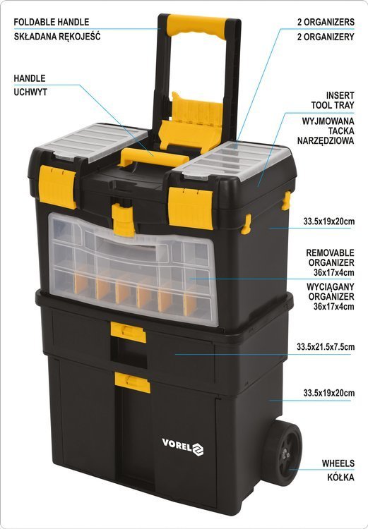 TROLLEY TOOL BOX W/ REMOVABLE ORGANIZER (78734)