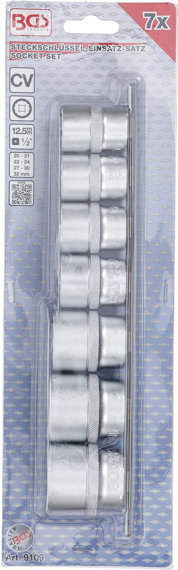 SOCKET SET, 12-POINT | 12.5 MM (1/2") DRIVE | 20 - 32 MM | 7 PCS. (9109)