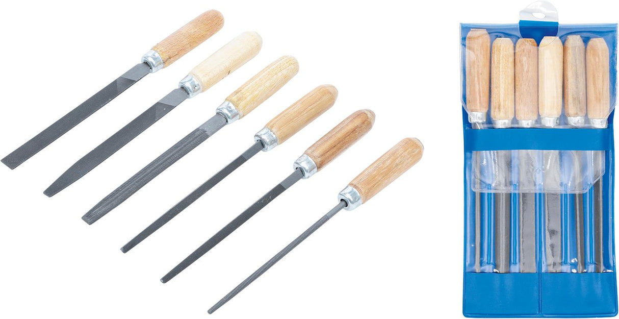 KEY FILE SET | WOODEN HANDLE | 100 MM | 6 PCS. (50204)