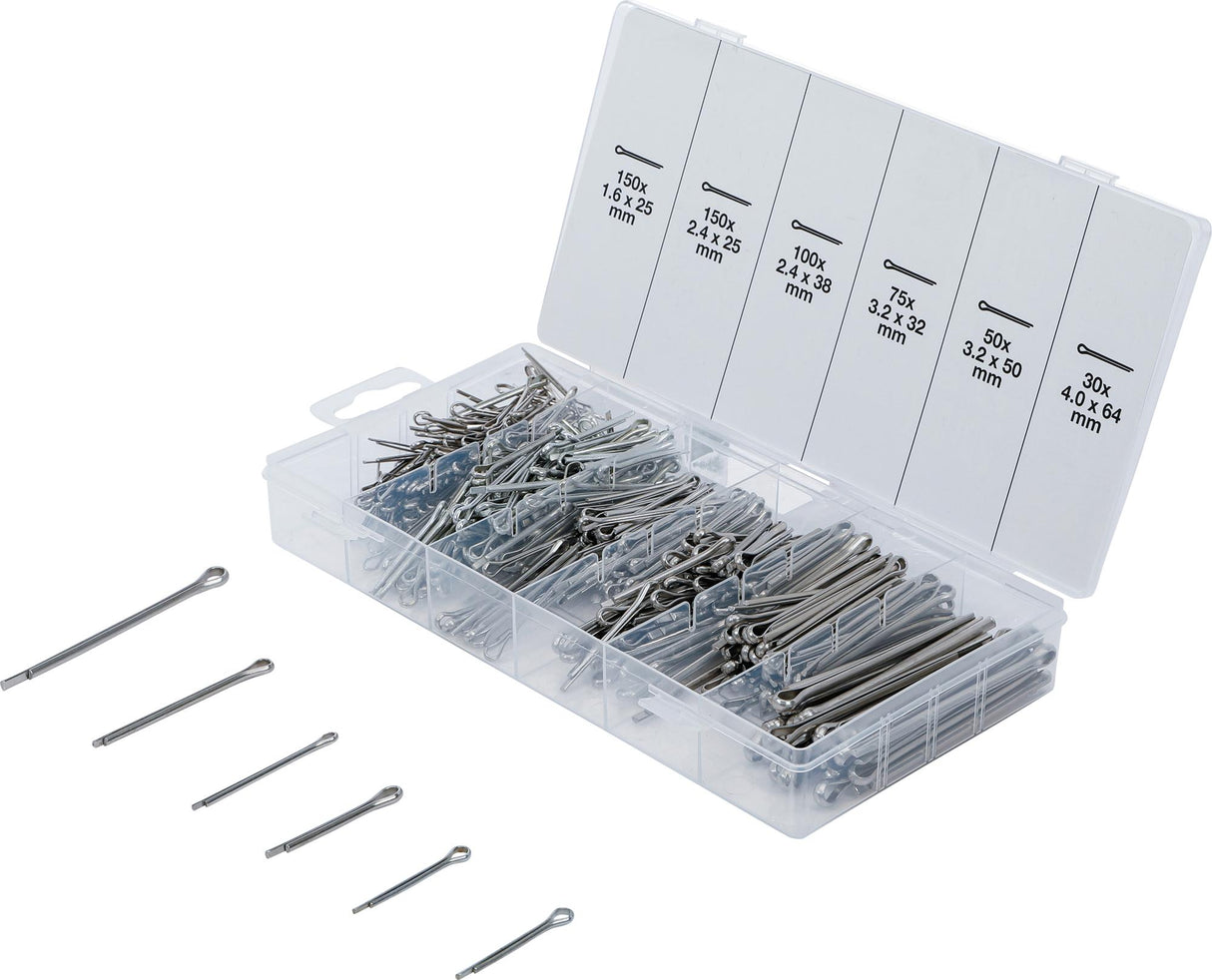 SPLIT PIN ASSORTMENT | STAINLESS STEEL | Ø 1.6 - 4.0 MM | 555 PCS. (8048-1)