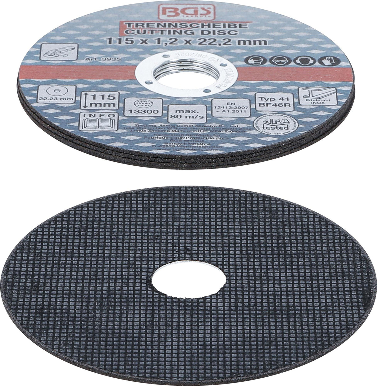 CUTTING DISCS FOR STAINLESS STEEL | Ø 115 X 1.0 X 22.2 MM | 5 PCS. (3935)