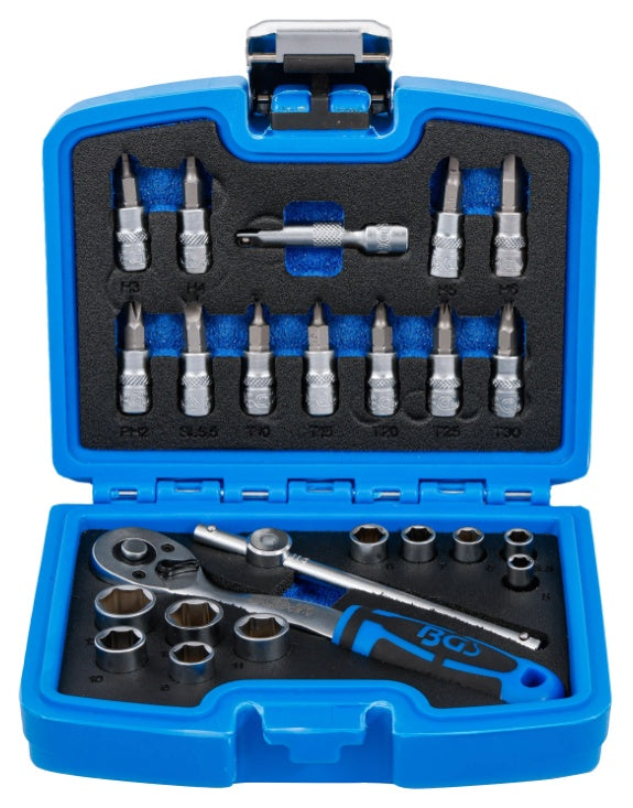 SOCKET AND RATCHET SET | 6.3 MM (1/4") | 24 PCS. (74713)